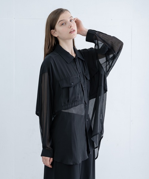 EDDEN ELLEN（エデンエレン）の「レイヤーシアーシャツ（シャツ/ブラウス・メンズ・ブラック・SMALL/MEDIUM/LARGE/X-SMALL）」の3枚目の写真