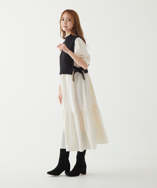 BE RADIANCE（ビーラディエンス）の「ニットベスト付きロングワンピ（ワンピース・レディース・ブラウン/ベージュ/ブラック・FREE）」の12枚目の写真