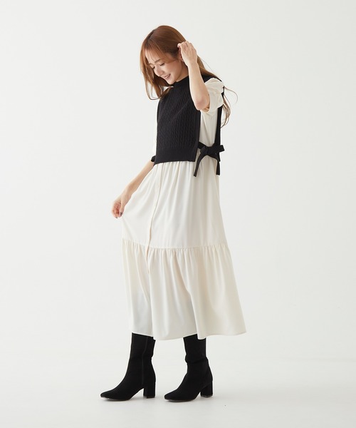 BE RADIANCE（ビーラディエンス）の「ニットベスト付きロングワンピ（ワンピース・レディース・ブラウン/ベージュ/ブラック・FREE）」の14枚目の写真