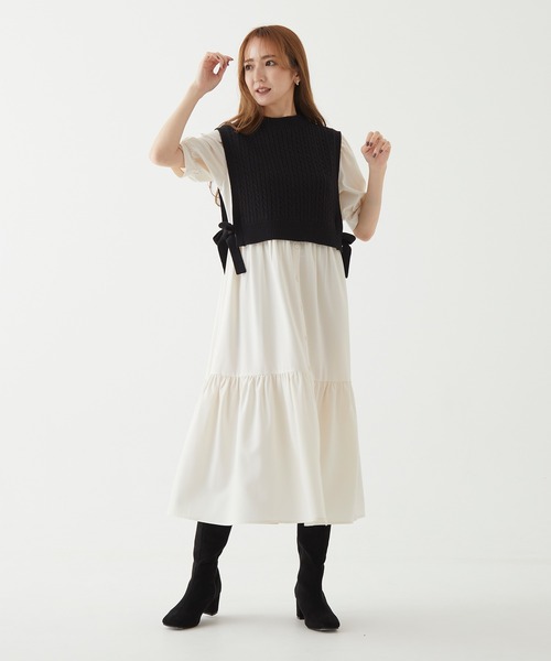 BE RADIANCE（ビーラディエンス）の「ニットベスト付きロングワンピ（ワンピース・レディース・ブラウン/ベージュ/ブラック・FREE）」の16枚目の写真