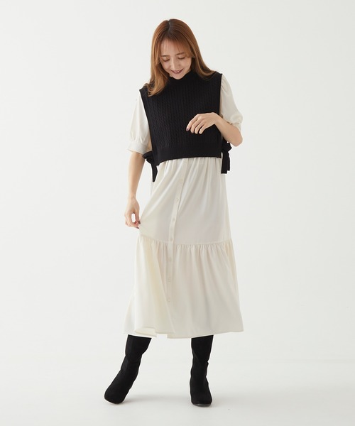 BE RADIANCE（ビーラディエンス）の「ニットベスト付きロングワンピ（ワンピース・レディース・ブラウン/ベージュ/ブラック・FREE）」の18枚目の写真