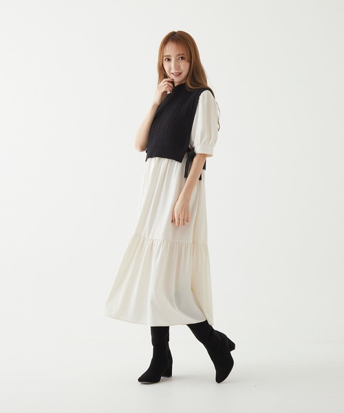 BE RADIANCE（ビーラディエンス）の「ニットベスト付きロングワンピ（ワンピース・レディース・ブラウン/ベージュ/ブラック・FREE）」の22枚目の写真