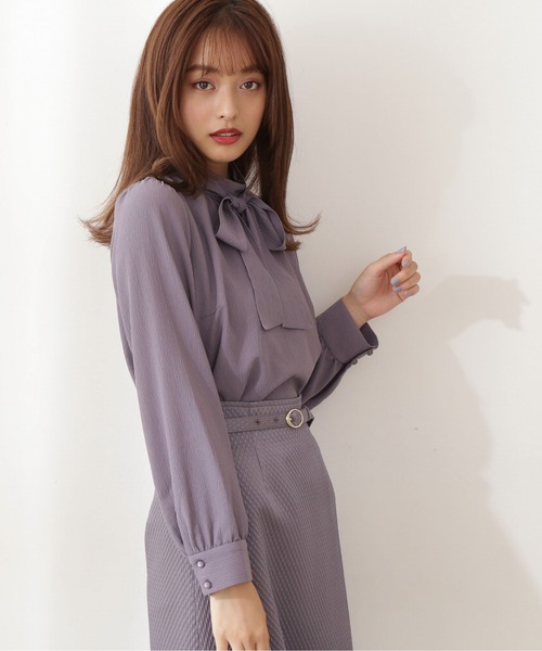 PROPORTION BODY DRESSING(プロポーションボディドレッシング)の「ボウタイリボンオータムブラウス / 1211210915(シャツ/ブラウス・レディース・ホワイト系その他/ブルー系その他/グレー・MEDIUM/SMALL)」の9枚目の写真