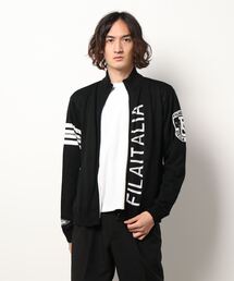 【FILA GOLF/フィラゴルフ】フロントロゴ 袖ライン入り ジップアップ ニットセーター