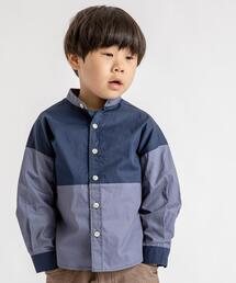 【coen キッズ】バイカラーCPOバンドカラーシャツ