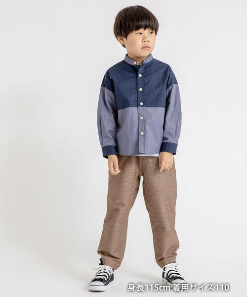 coen（コーエン）の「【coen キッズ】バイカラーCPOバンドカラーシャツ（シャツ/ブラウス・キッズ・ベージュ/ダークグレー・100/110/120/130）」の3枚目の写真