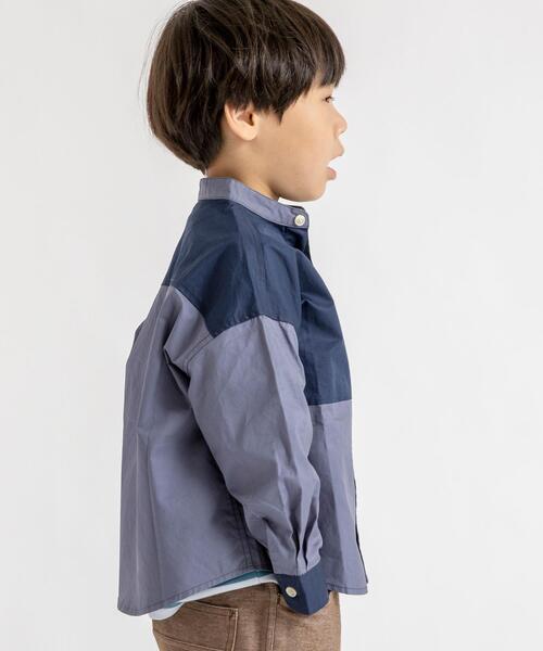 coen（コーエン）の「【coen キッズ】バイカラーCPOバンドカラーシャツ（シャツ/ブラウス・キッズ・ベージュ/ダークグレー・100/110/120/130）」の4枚目の写真