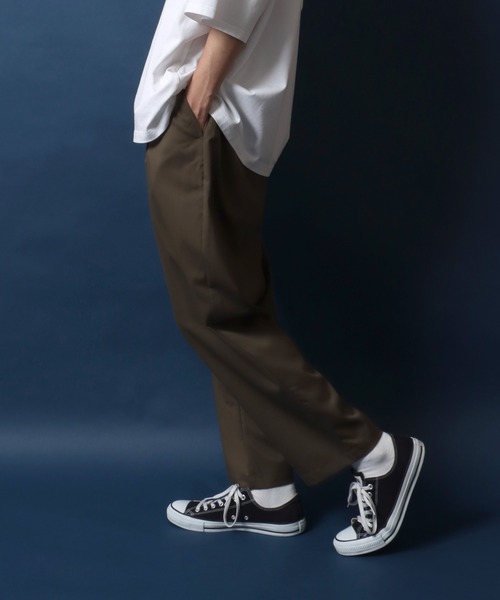 ANPAS(アンパス)の「TR Wide Tapered Pants/TR ワイドテーパードパンツ スラックス カラーパンツ(スラックス・メンズ・ブラック/ベージュ/オリーブ/チェック/グレイッシュベージュ/グレイッシュブルー/ベージュ系その他/グリーン/カーキ/モカ/ブルー・LL/M/L)」の7枚目の写真