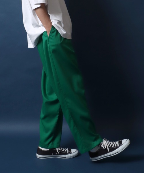 ANPAS(アンパス)の「TR Wide Tapered Pants/TR ワイドテーパードパンツ スラックス カラーパンツ(スラックス・メンズ・ブラック/ベージュ/オリーブ/チェック/グレイッシュベージュ/グレイッシュブルー/ベージュ系その他/グリーン/カーキ/モカ/ブルー・LL/M/L)」の12枚目の写真