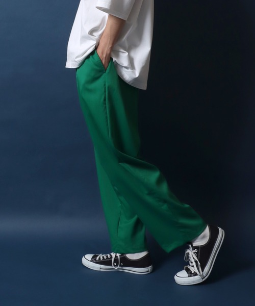 ANPAS(アンパス)の「TR Wide Tapered Pants/TR ワイドテーパードパンツ スラックス カラーパンツ(スラックス・メンズ・ブラック/ベージュ/オリーブ/チェック/グレイッシュベージュ/グレイッシュブルー/ベージュ系その他/グリーン/カーキ/モカ/ブルー・LL/M/L)」の15枚目の写真