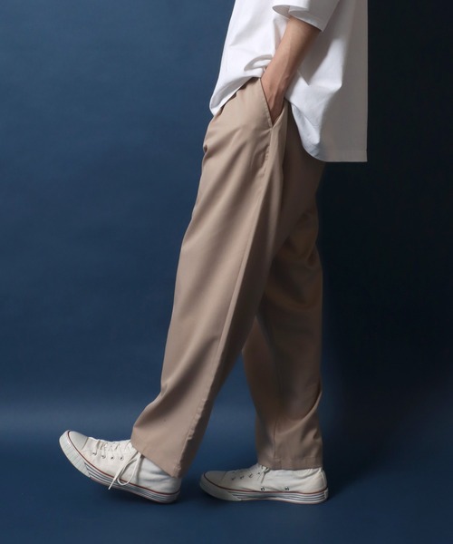 ANPAS(アンパス)の「TR Wide Tapered Pants/TR ワイドテーパードパンツ スラックス カラーパンツ(スラックス・メンズ・ブラック/ベージュ/オリーブ/チェック/グレイッシュベージュ/グレイッシュブルー/ベージュ系その他/グリーン/カーキ/モカ/ブルー・LL/M/L)」の19枚目の写真