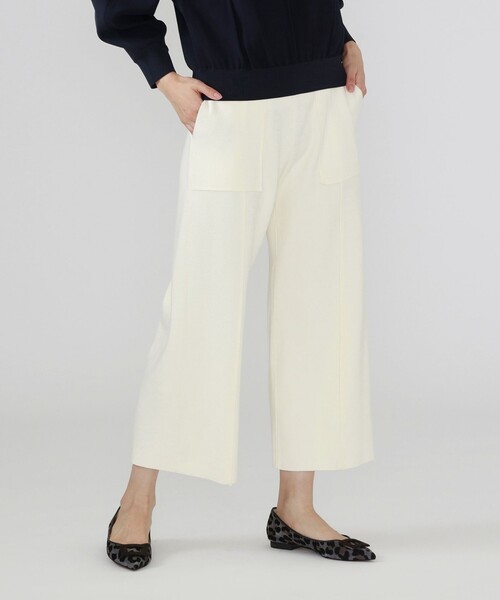 CAST:（キャストコロン）の「セミワイドニットパンツ（その他パンツ・レディース・オフホワイト/ブラック/ブラウン系その他5・M/S/L）」の2枚目の写真