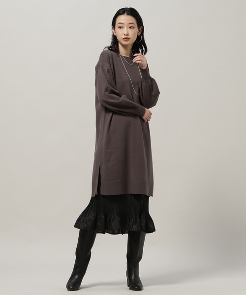 NATURAL BEAUTY BASIC(ナチュラルビューティーベーシック)の「レイヤードニットワンピース(ワンピース・レディース・グレイッシュベージュ/チャコールグレー/ピンク・MEDIUM)」の15枚目の写真
