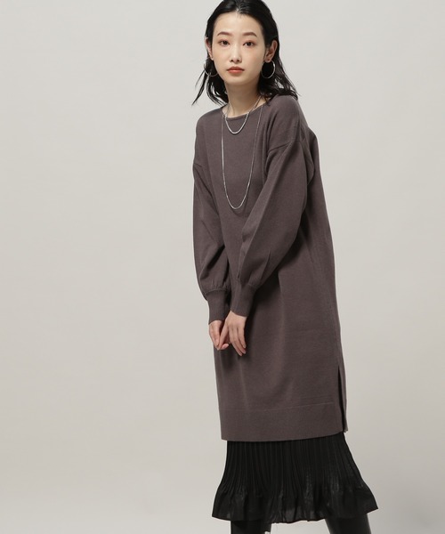 NATURAL BEAUTY BASIC(ナチュラルビューティーベーシック)の「レイヤードニットワンピース(ワンピース・レディース・グレイッシュベージュ/チャコールグレー/ピンク・MEDIUM)」の10枚目の写真