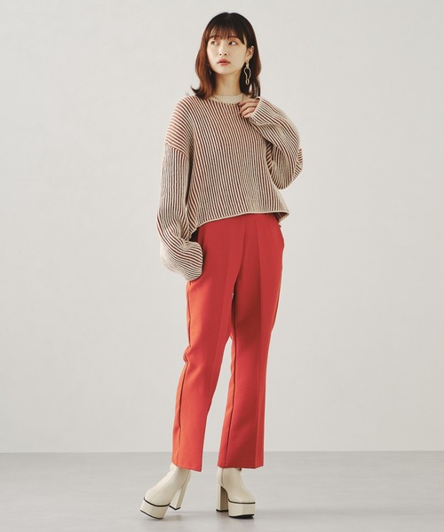 ORiental TRaffic（オリエンタルトラフィック）の「厚底プラットフォームストレッチブーツ/11423（ブーツ・レディース・ホワイト/ブラック・LL/3L/SS/S/M/L）」の4枚目の写真