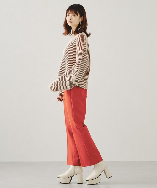 ORiental TRaffic（オリエンタルトラフィック）の「厚底プラットフォームストレッチブーツ/11423（ブーツ・レディース・ホワイト/ブラック・LL/3L/SS/S/M/L）」の5枚目の写真