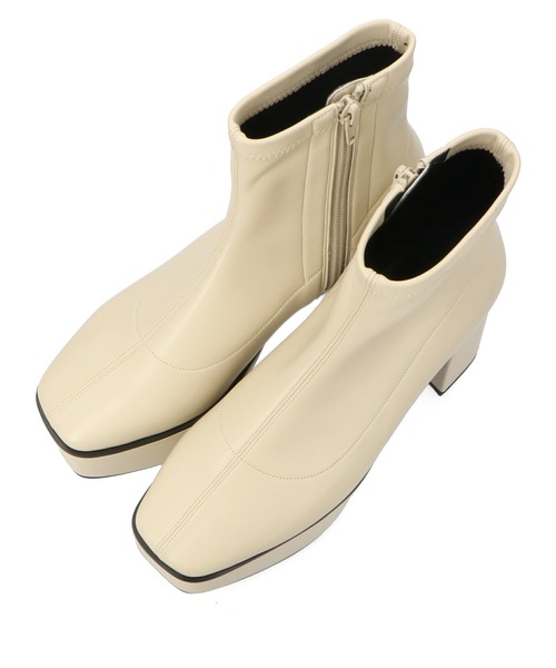 ORiental TRaffic（オリエンタルトラフィック）の「厚底プラットフォームストレッチブーツ/11423（ブーツ・レディース・ホワイト/ブラック・LL/3L/SS/S/M/L）」の19枚目の写真