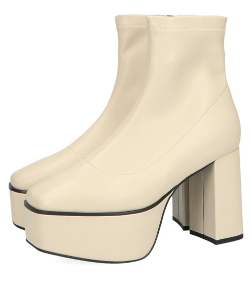 ORiental TRaffic（オリエンタルトラフィック）の「厚底プラットフォームストレッチブーツ/11423（ブーツ・レディース・ホワイト/ブラック・LL/3L/SS/S/M/L）」の9枚目の写真