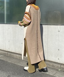 ステッチ色きかせロングベスト