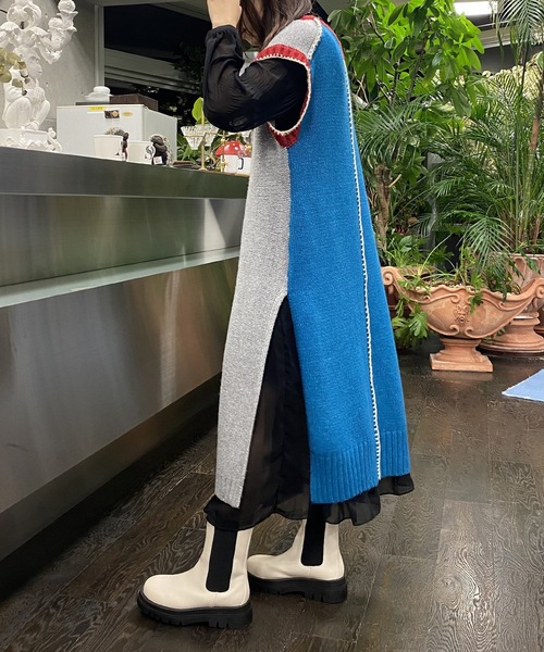 AS KNOW AS PINKY（アズノゥアズピンキー）の「ステッチ色きかせロングベスト（ベスト・レディース・マルチ/ホワイト系その他/ブラック系その他・FREE）」の3枚目の写真