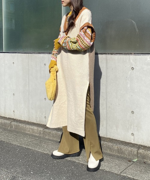 AS KNOW AS PINKY（アズノゥアズピンキー）の「ステッチ色きかせロングベスト（ベスト・レディース・マルチ/ホワイト系その他/ブラック系その他・FREE）」の21枚目の写真