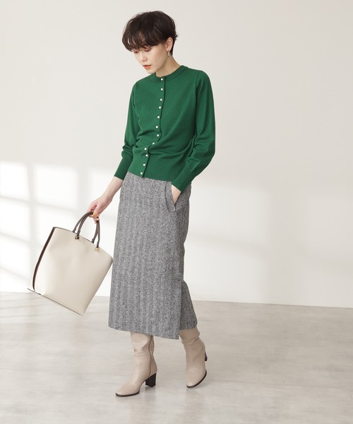 N.（N. Natural Beauty Basic）（エヌエヌナチュラルビューティーベーシック）の「◆パールボタンニットカーディガン（カーディガン/ボレロ・レディース・ネイビー/オフホワイト/グリーン/ブルー・MEDIUM）」の7枚目の写真