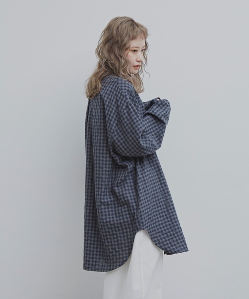 MERLOT（メルロー）の「長袖ブラウス（シャツ/ブラウス・レディース・ネイビー・FREE）」の3枚目の写真