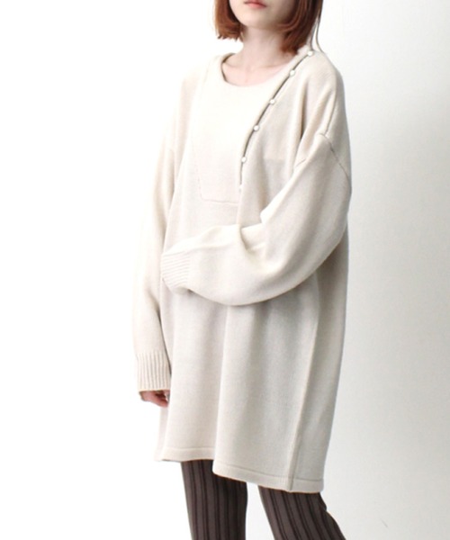 STYLEBLOCK(スタイルブロック)の「バルキーブザム切替チュニック(Tシャツ/カットソー・レディース・ブラック/オフホワイト/ピンク/モカ・M)」の2枚目の写真