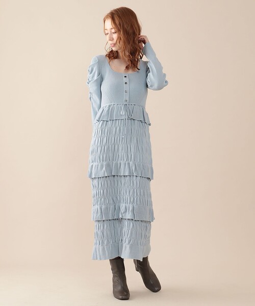 DEICY（デイシー）の「シャーリングフリルニットワンピース