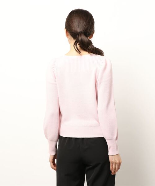 ANAYI（アナイ）の「ウールシルク片畦ボートネックパフプルオーバー　＜Sサイズあり＞（ニット/セーター・レディース・イエロー/アイボリー/ネイビー/ピンク・38/36）」の6枚目の写真