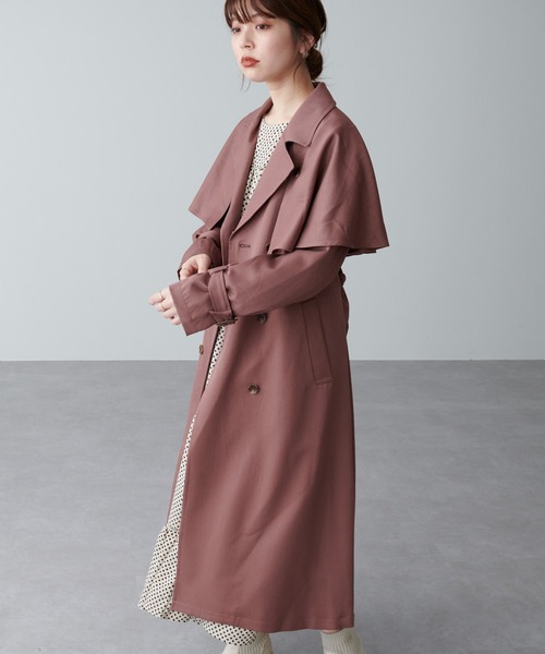 natural couture(ナチュラルクチュール)の「着回し力抜群◎ケープ付きレディトレンチコート(トレンチコート・レディース・ベージュ/ピンク/モカ・FREE)」の16枚目の写真