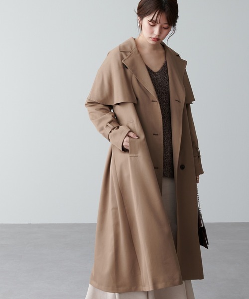 natural couture(ナチュラルクチュール)の「着回し力抜群◎ケープ付きレディトレンチコート(トレンチコート・レディース・ベージュ/ピンク/モカ・FREE)」の21枚目の写真