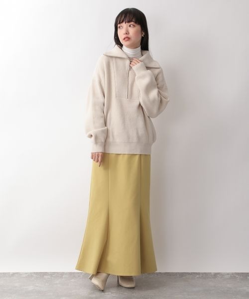 LOWRYS FARM（ローリーズファーム）の「ハイＺＩＰニットプルオーバー　265521（ニット/セーター・レディース・アイボリー/ブラック/グリーン・FREE）」の4枚目の写真