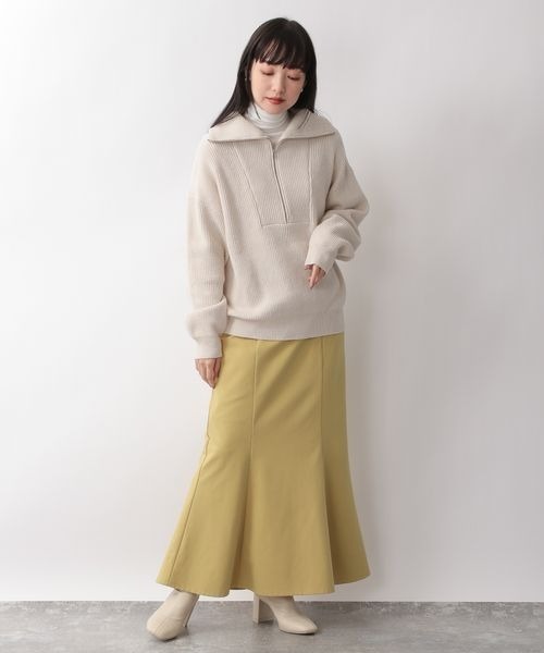 LOWRYS FARM（ローリーズファーム）の「ハイＺＩＰニットプルオーバー　265521（ニット/セーター・レディース・アイボリー/ブラック/グリーン・FREE）」の5枚目の写真