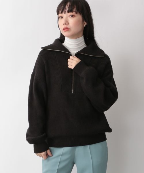 LOWRYS FARM（ローリーズファーム）の「ハイＺＩＰニットプルオーバー　265521（ニット/セーター・レディース・アイボリー/ブラック/グリーン・FREE）」の7枚目の写真