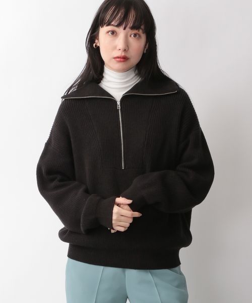 LOWRYS FARM（ローリーズファーム）の「ハイＺＩＰニットプルオーバー　265521（ニット/セーター・レディース・アイボリー/ブラック/グリーン・FREE）」の8枚目の写真