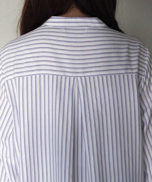 Riberry（リベリー）の「タックストライプシャツワンピース（シャツワンピース・レディース・グレー/ラベンダー・MEDIUM）」の18枚目の写真