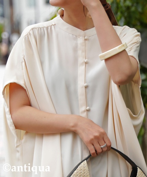 antiqua(アンティカ)の「とろみ生地フレンチスリーブワンピース(ワンピース・レディース・ブラック/イエロー/ホワイト系その他/ピンク系その他・FREE)」の6枚目の写真