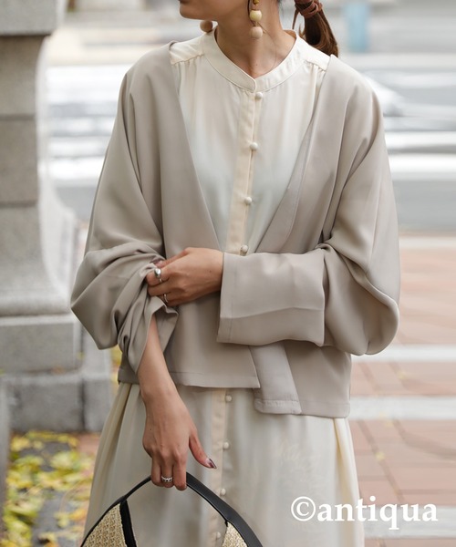 antiqua(アンティカ)の「とろみ生地フレンチスリーブワンピース(ワンピース・レディース・ブラック/イエロー/ホワイト系その他/ピンク系その他・FREE)」の8枚目の写真