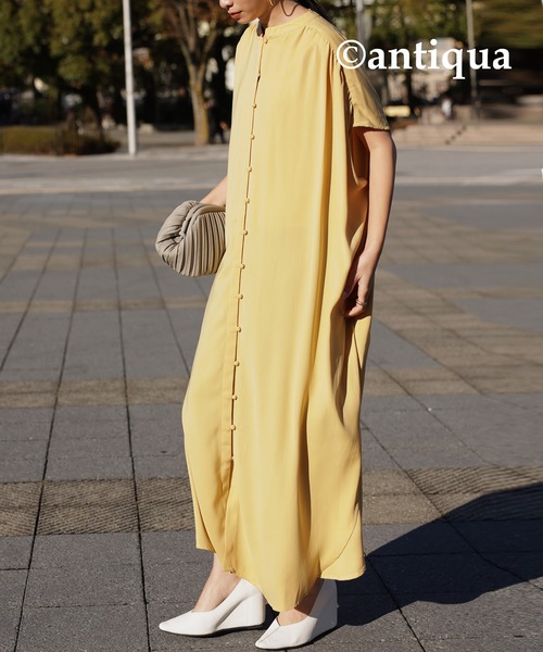 antiqua(アンティカ)の「とろみ生地フレンチスリーブワンピース(ワンピース・レディース・ブラック/イエロー/ホワイト系その他/ピンク系その他・FREE)」の10枚目の写真