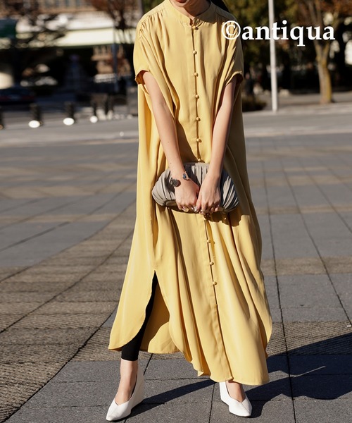 antiqua(アンティカ)の「とろみ生地フレンチスリーブワンピース(ワンピース・レディース・ブラック/イエロー/ホワイト系その他/ピンク系その他・FREE)」の11枚目の写真