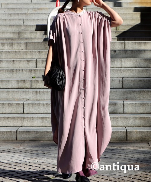 antiqua(アンティカ)の「とろみ生地フレンチスリーブワンピース(ワンピース・レディース・ブラック/イエロー/ホワイト系その他/ピンク系その他・FREE)」の13枚目の写真