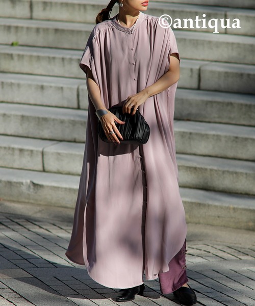 antiqua(アンティカ)の「とろみ生地フレンチスリーブワンピース(ワンピース・レディース・ブラック/イエロー/ホワイト系その他/ピンク系その他・FREE)」の14枚目の写真