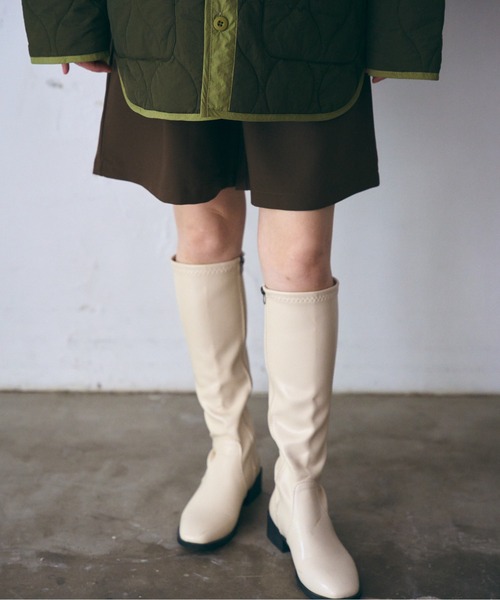 SETUP7（セットアップセブン）の「SWEET 掲載商品　谷まりあさん着用【SETUP7】スクエアトゥ太ヒールロングブーツ KNF（ブーツ・レディース・ブラック/ブラウン/ホワイト・38/39/40/36）」の19枚目の写真