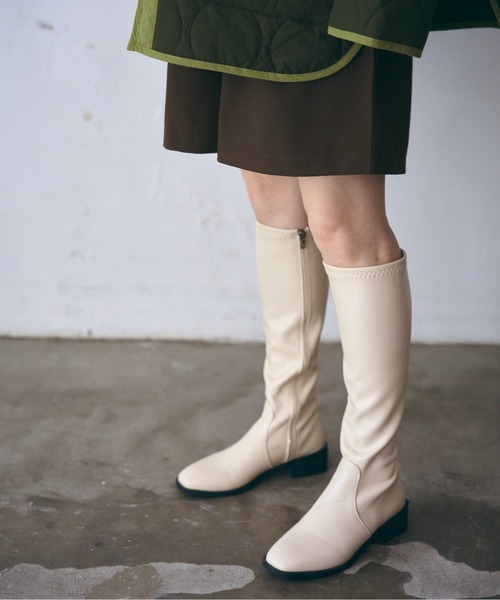 SETUP7（セットアップセブン）の「SWEET 掲載商品　谷まりあさん着用【SETUP7】スクエアトゥ太ヒールロングブーツ KNF（ブーツ・レディース・ブラック/ブラウン/ホワイト・38/39/40/36）」の17枚目の写真