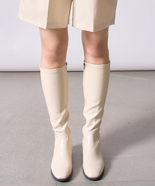 SETUP7（セットアップセブン）の「SWEET 掲載商品　谷まりあさん着用【SETUP7】スクエアトゥ太ヒールロングブーツ KNF（ブーツ・レディース・ブラック/ブラウン/ホワイト・38/39/40/36）」の15枚目の写真