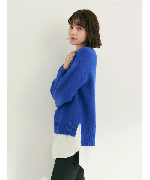 YECCA VECCA（イェッカヴェッカ）の「・シャツレイヤードロングニット2＊（ニット/セーター・レディース・ブルー・FREE）」の5枚目の写真