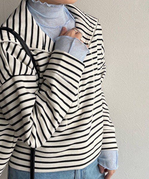 w closet(ダブルクローゼット)の「アウトロックタートルネックプルオーバー(Tシャツ/カットソー・レディース・アイボリー/サックスブルー/グリーン/ミント/ブルー系その他/ブラック・FREE)」の6枚目の写真