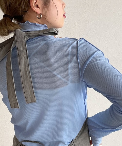 w closet(ダブルクローゼット)の「アウトロックタートルネックプルオーバー(Tシャツ/カットソー・レディース・アイボリー/サックスブルー/グリーン/ミント/ブルー系その他/ブラック・FREE)」の5枚目の写真