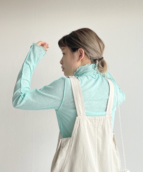 w closet(ダブルクローゼット)の「アウトロックタートルネックプルオーバー(Tシャツ/カットソー・レディース・アイボリー/サックスブルー/グリーン/ミント/ブルー系その他/ブラック・FREE)」の19枚目の写真
